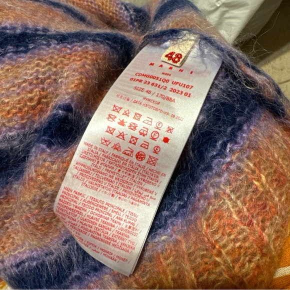 Marni Iconic Mohair fuzzy Brushed Stripes Cardigan V Neck NWT - Picture 5 of 11